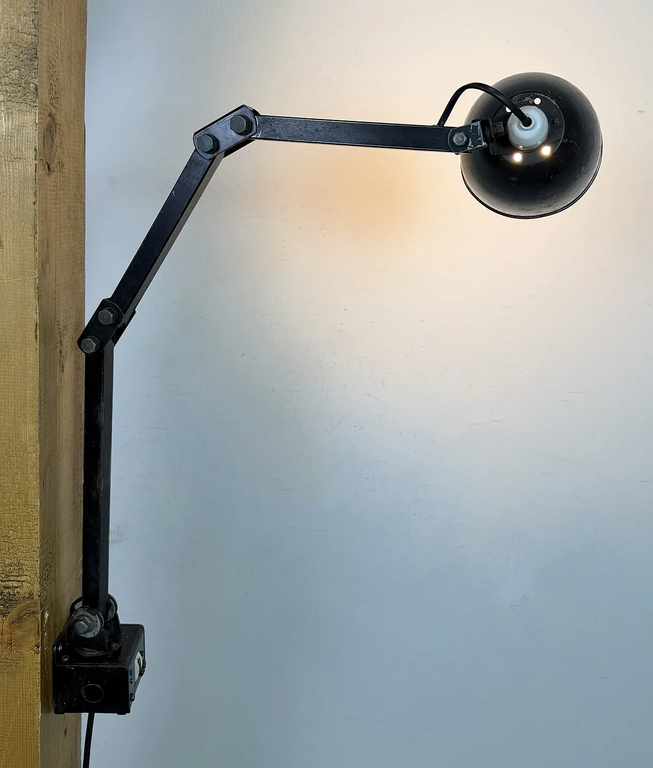 Industrial Black Adjustable Wall Lamp from Memlite, 1960s 21