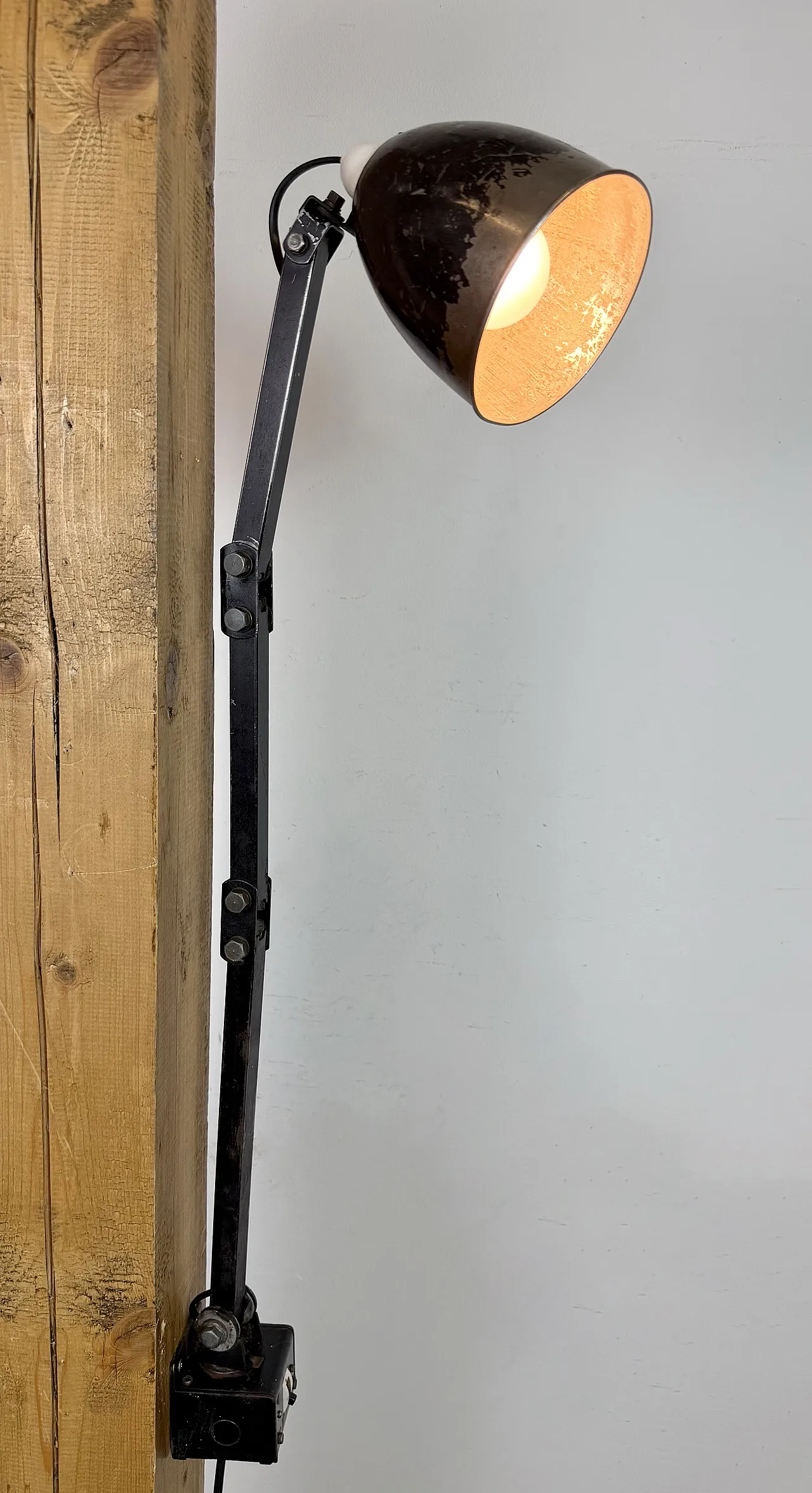 Industrial Black Adjustable Wall Lamp from Memlite, 1960s 22