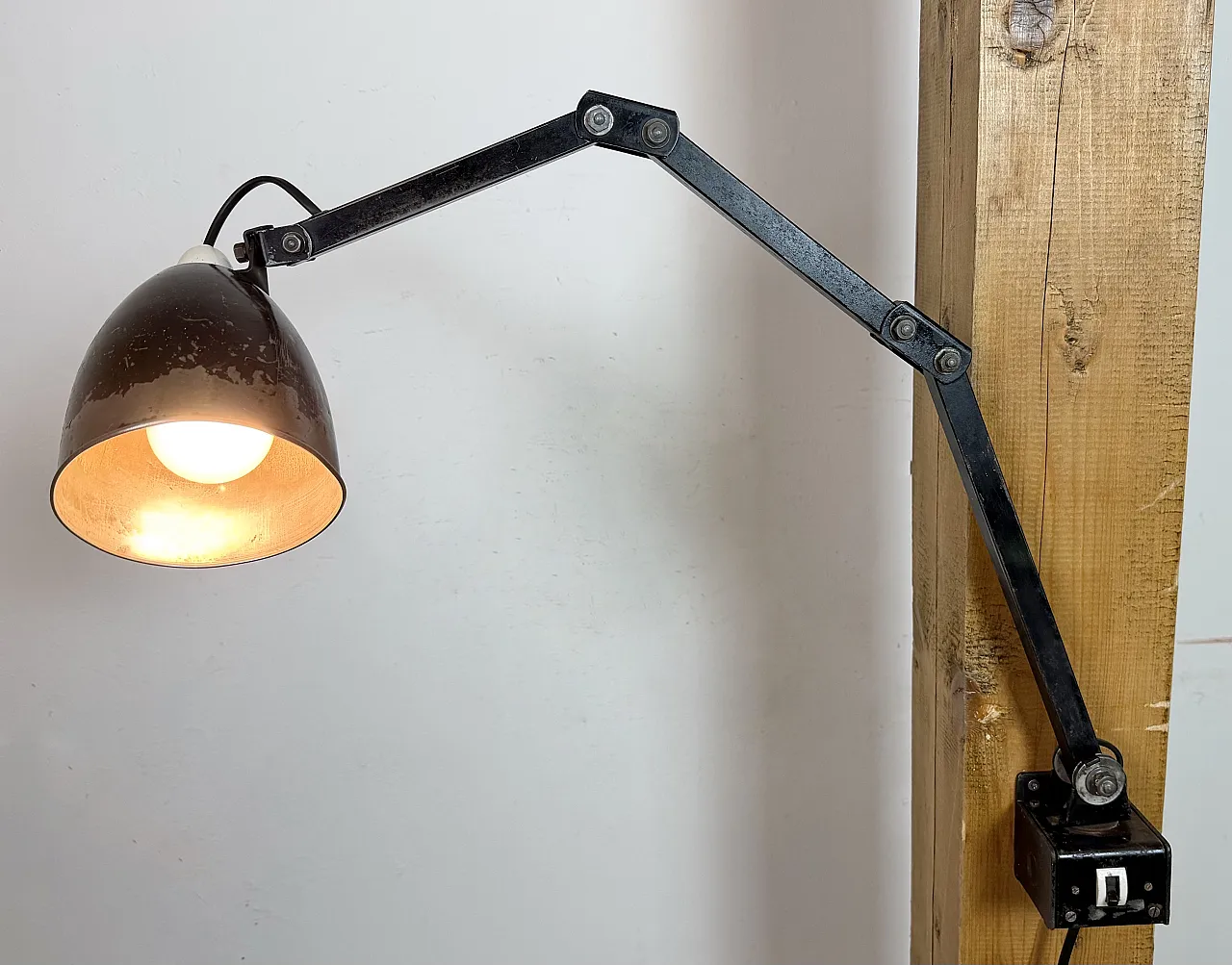 Industrial Black Adjustable Wall Lamp from Memlite, 1960s 23