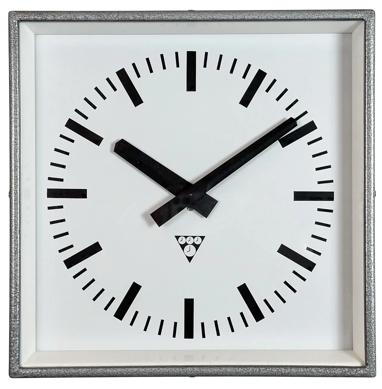 Grey Industrial Square Wall Clock from Pragotron, 1970s 1
