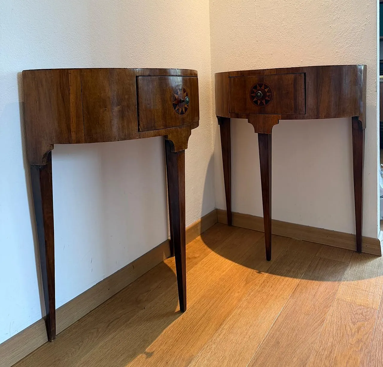 Mid-century Italian Neoclassical style inlaid walnut Atelier, 50s 13
