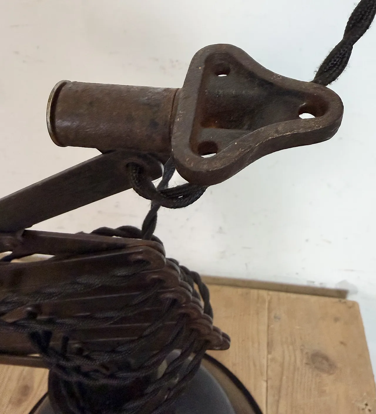 Industrial Black Enamel Scissor Ceiling Lamp, 1930s 16