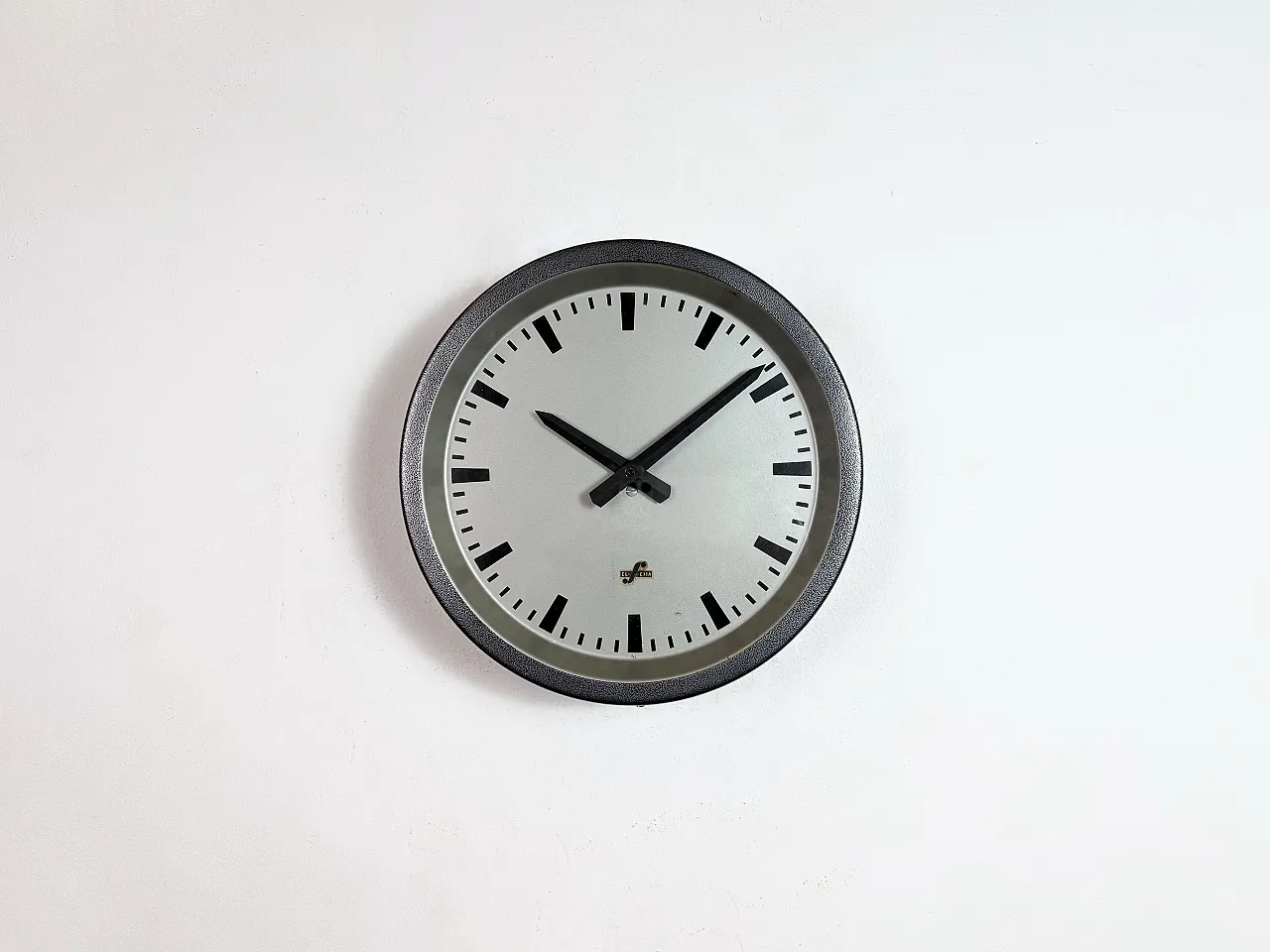 Grey Industrial Factory Wall Clock from Elfema, 1960s 2