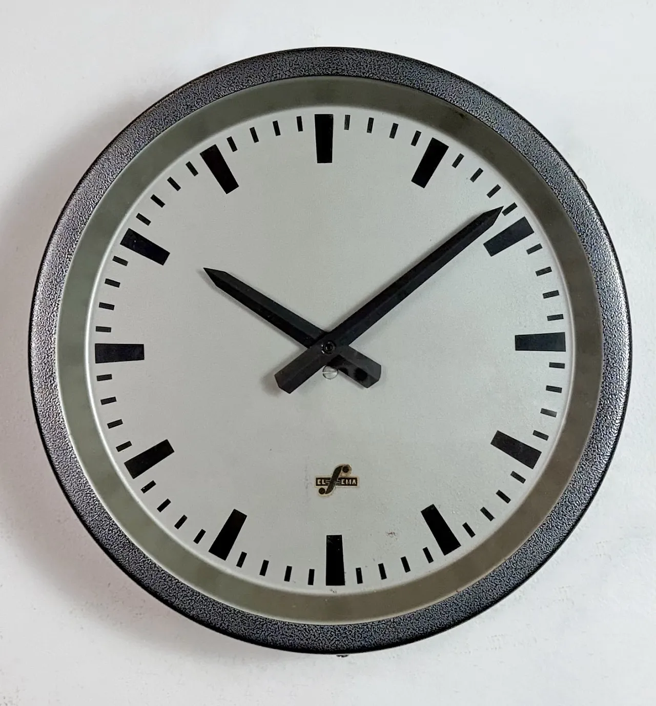 Grey Industrial Factory Wall Clock from Elfema, 1960s 3