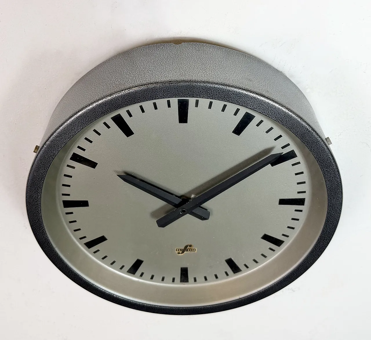 Grey Industrial Factory Wall Clock from Elfema, 1960s 6
