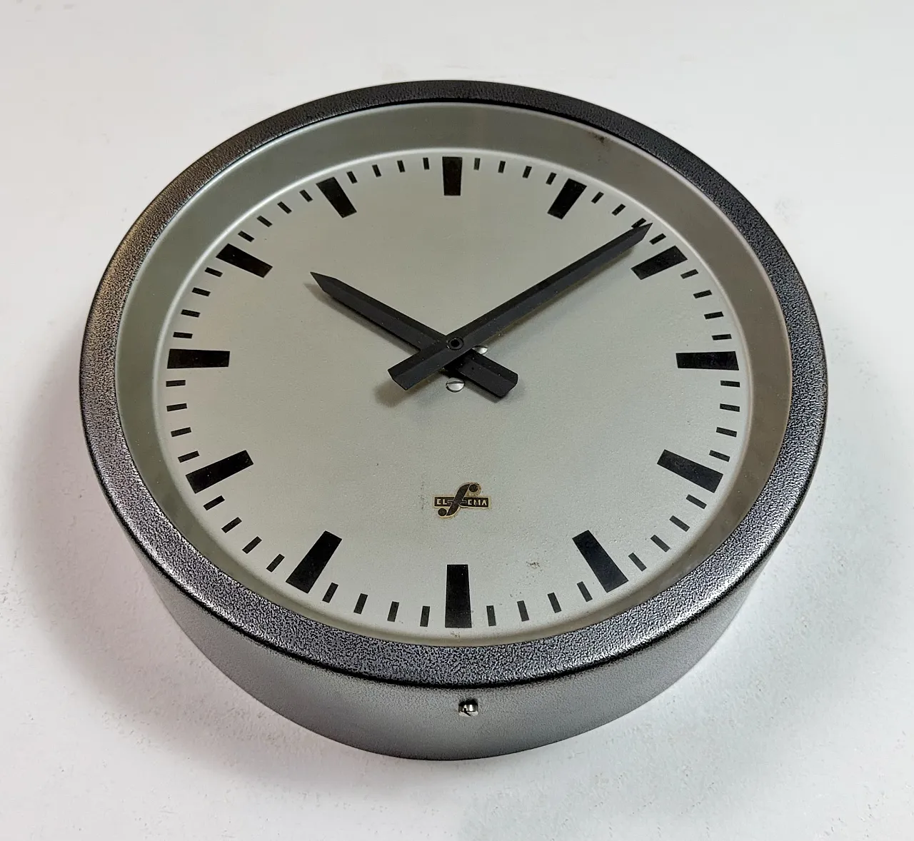 Grey Industrial Factory Wall Clock from Elfema, 1960s 7