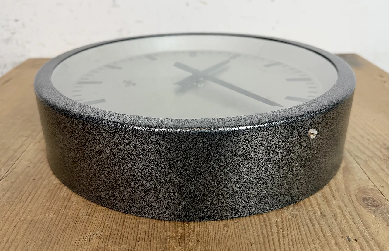 Grey Industrial Factory Wall Clock from Elfema, 1960s 11