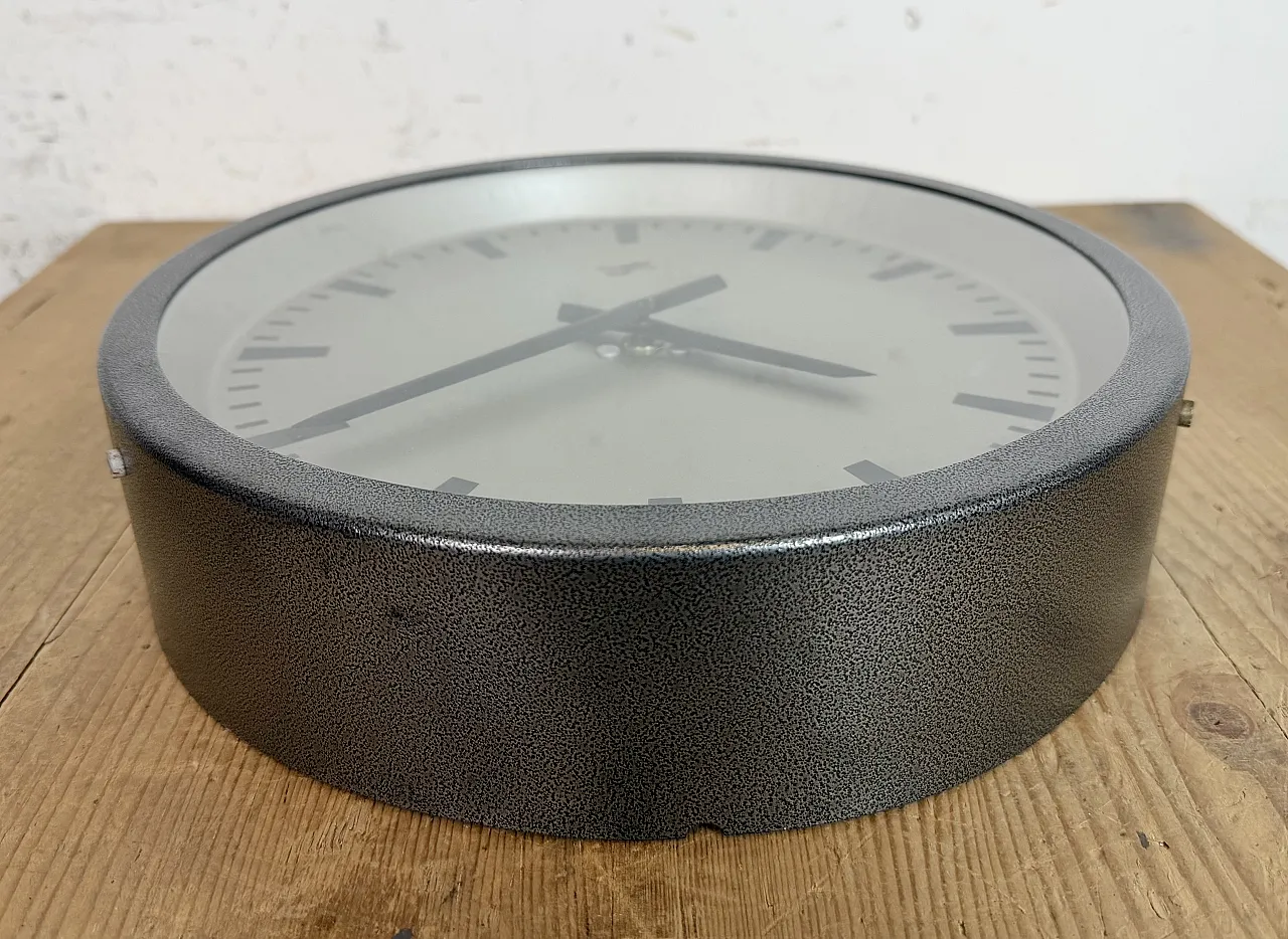 Grey Industrial Factory Wall Clock from Elfema, 1960s 12