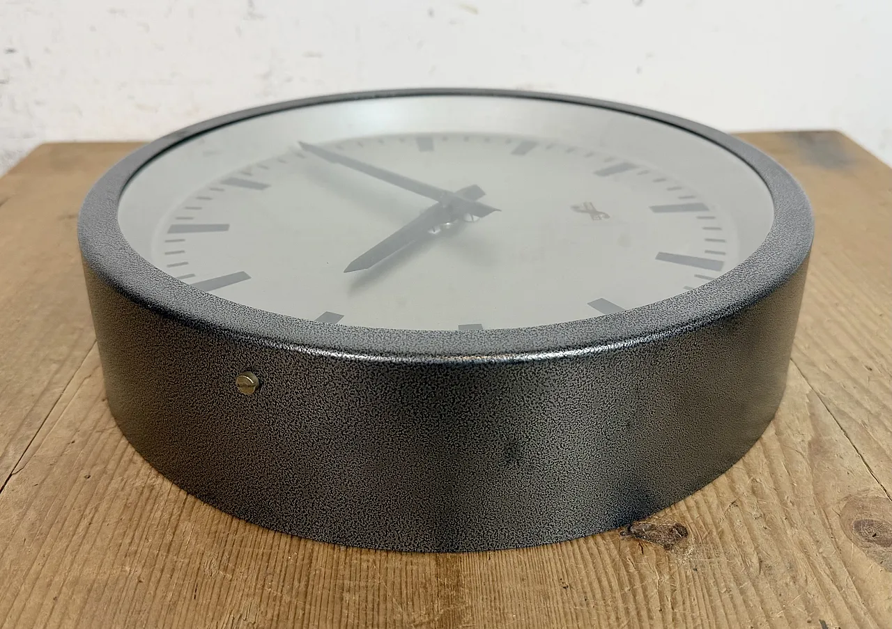 Grey Industrial Factory Wall Clock from Elfema, 1960s 13