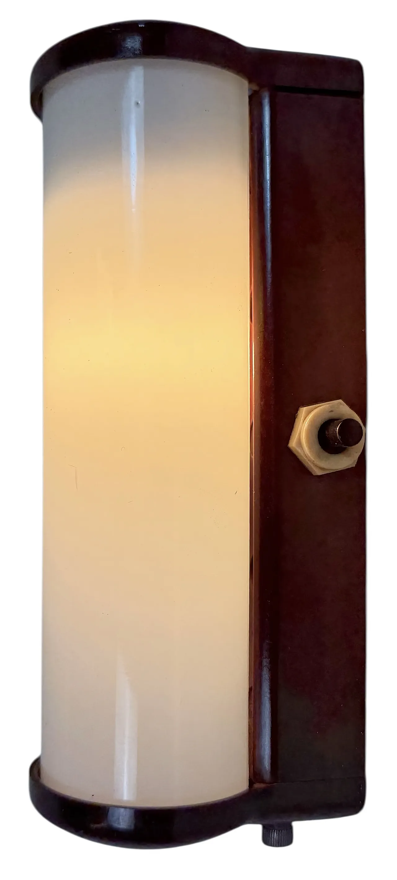 Industrial Brown Bakelite Wall Light with Milk Glass, 1950s 2