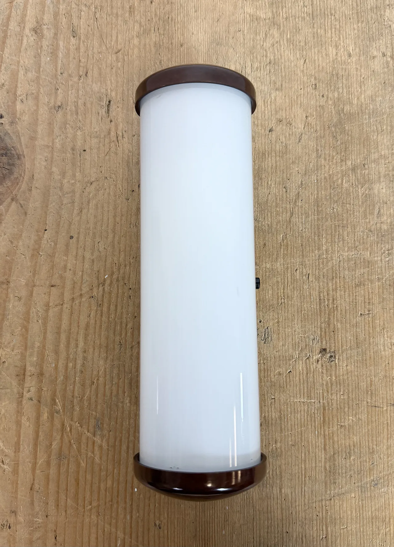 Industrial Brown Bakelite Wall Light with Milk Glass, 1950s 10