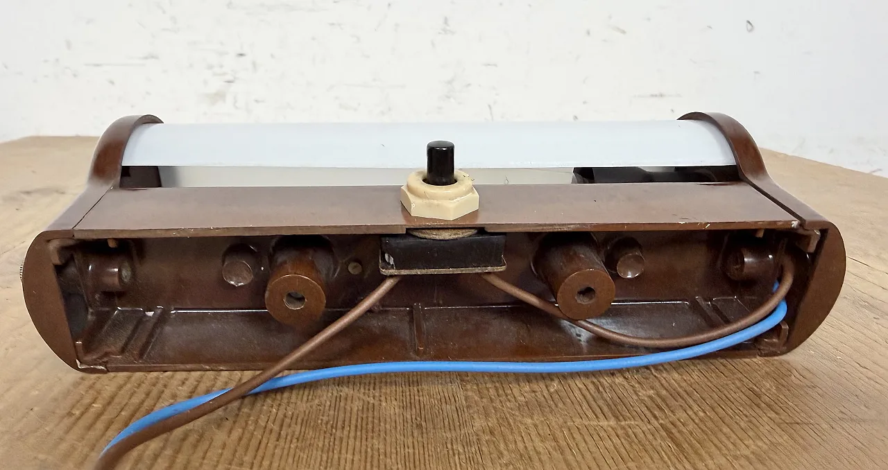 Industrial Brown Bakelite Wall Light with Milk Glass, 1950s 13