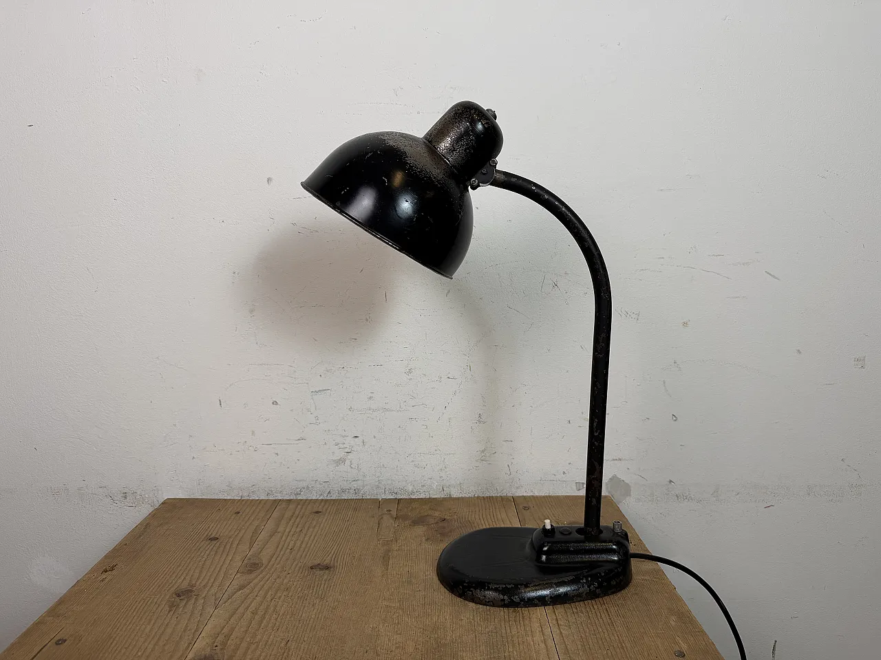 Black Industrial Bauhaus Table Lamp, 1930s 4