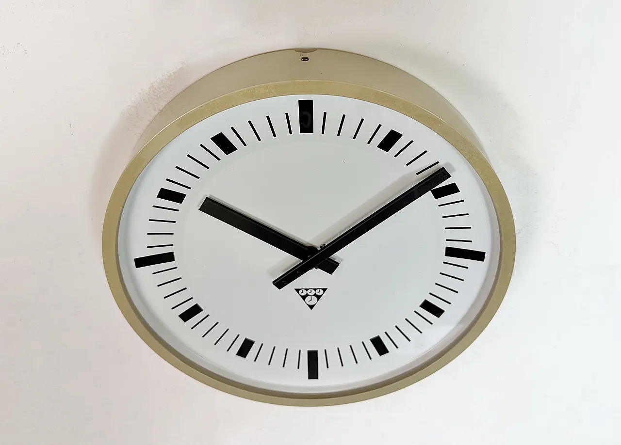 Industrial Beige Bakelite Wall Clock From Pragotron, 1970s 5