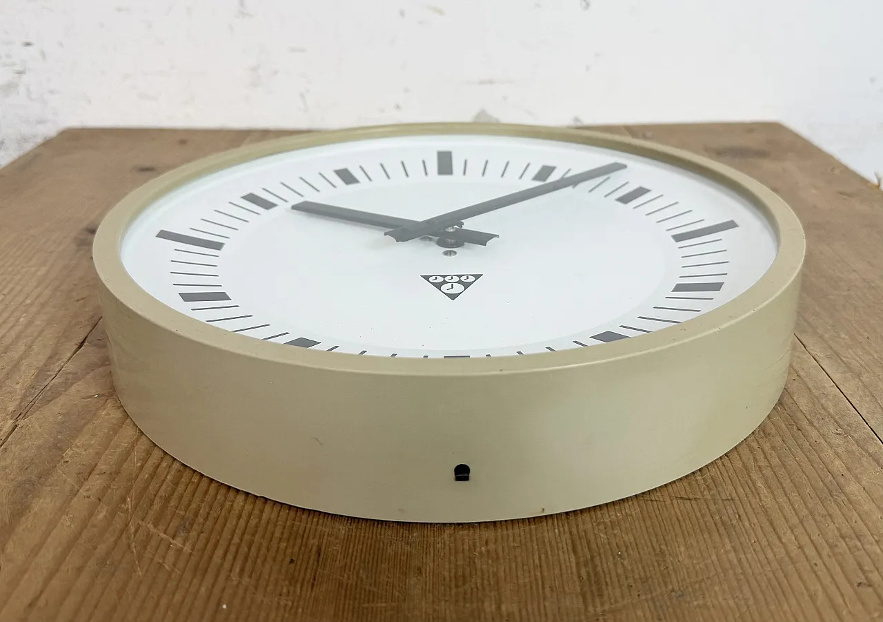 Industrial Beige Bakelite Wall Clock From Pragotron, 1970s 7
