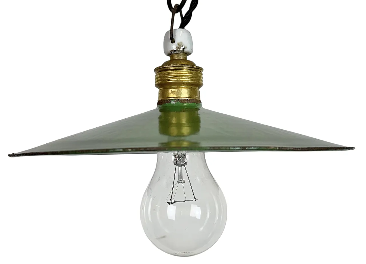 Industrial Green Enamel Light, 1930s 1