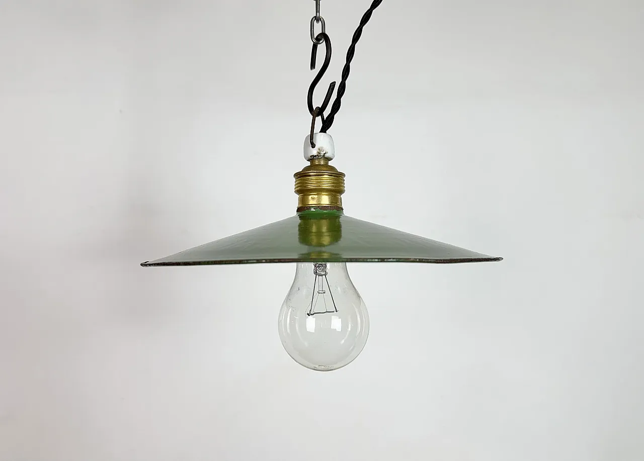 Industrial Green Enamel Light, 1930s 2