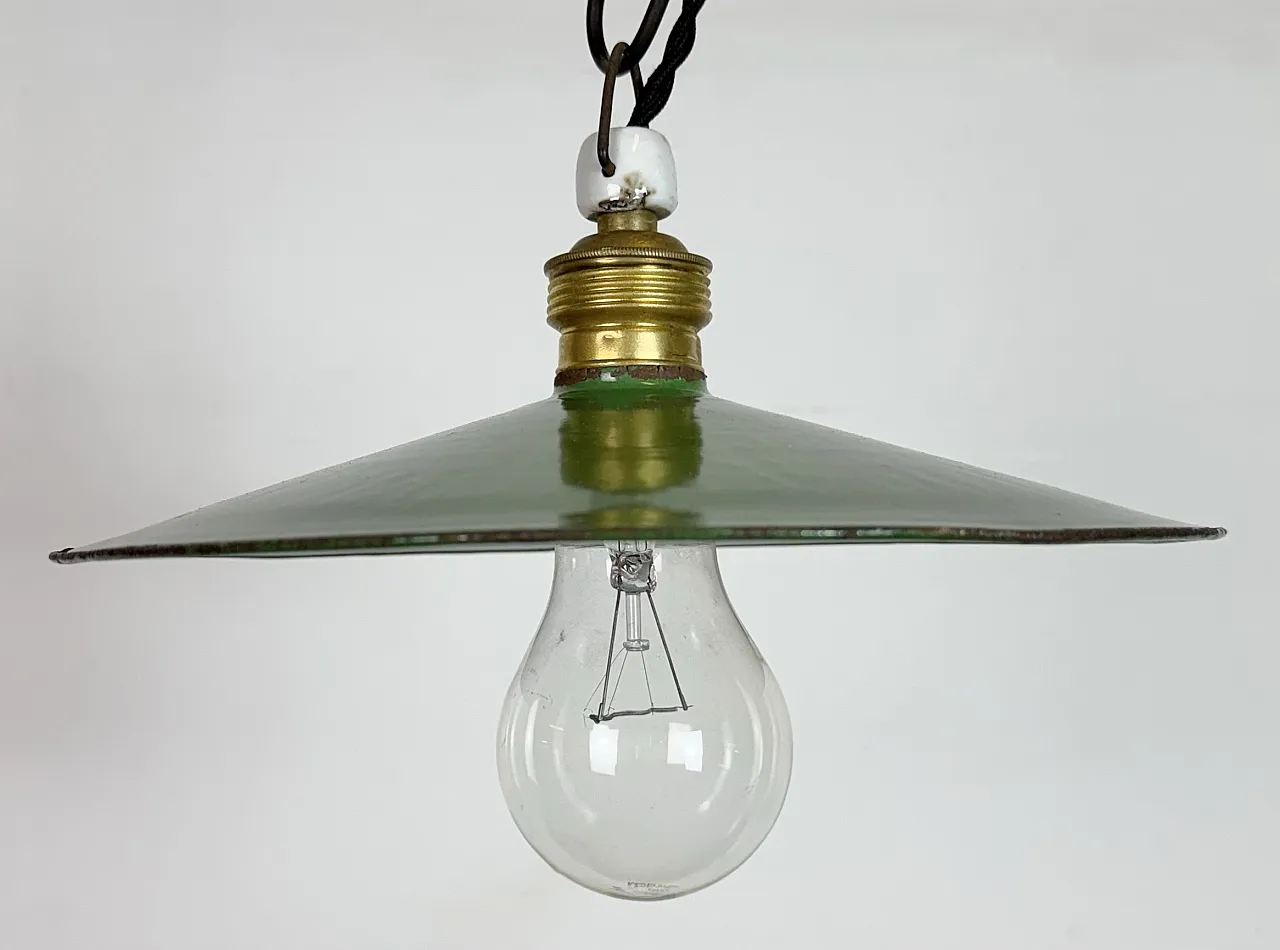 Industrial Green Enamel Light, 1930s 3