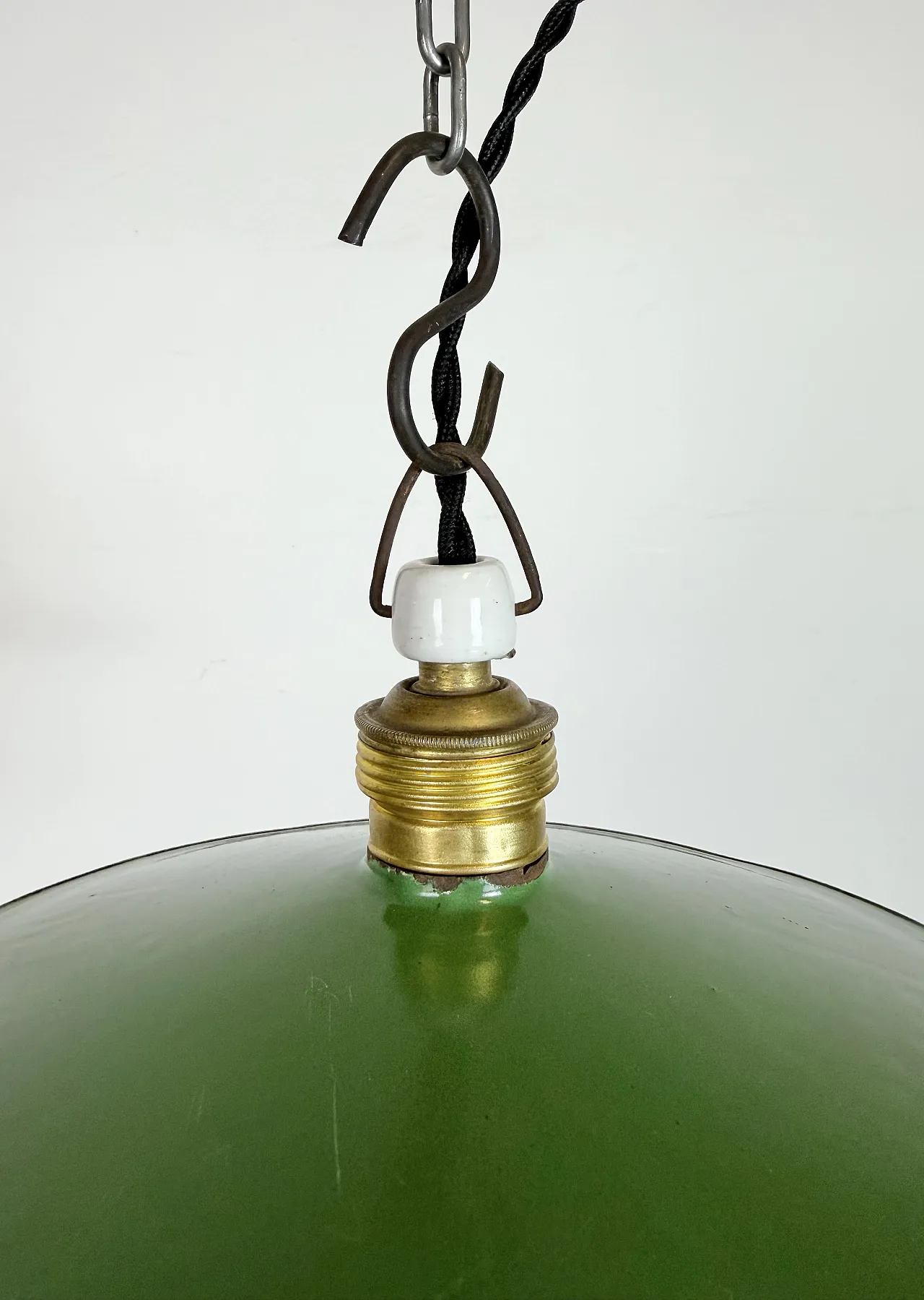 Industrial Green Enamel Light, 1930s 4