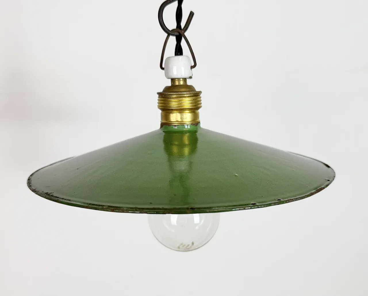 Industrial Green Enamel Light, 1930s 6