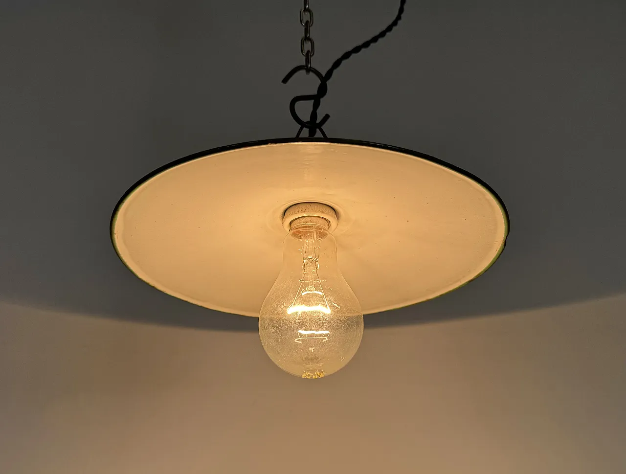 Industrial Green Enamel Light, 1930s 8