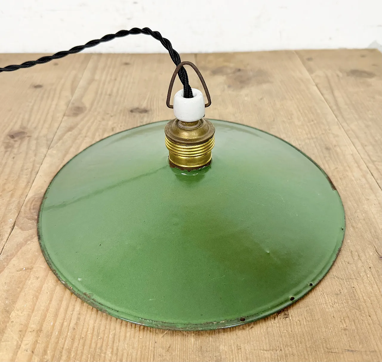 Industrial Green Enamel Light, 1930s 9