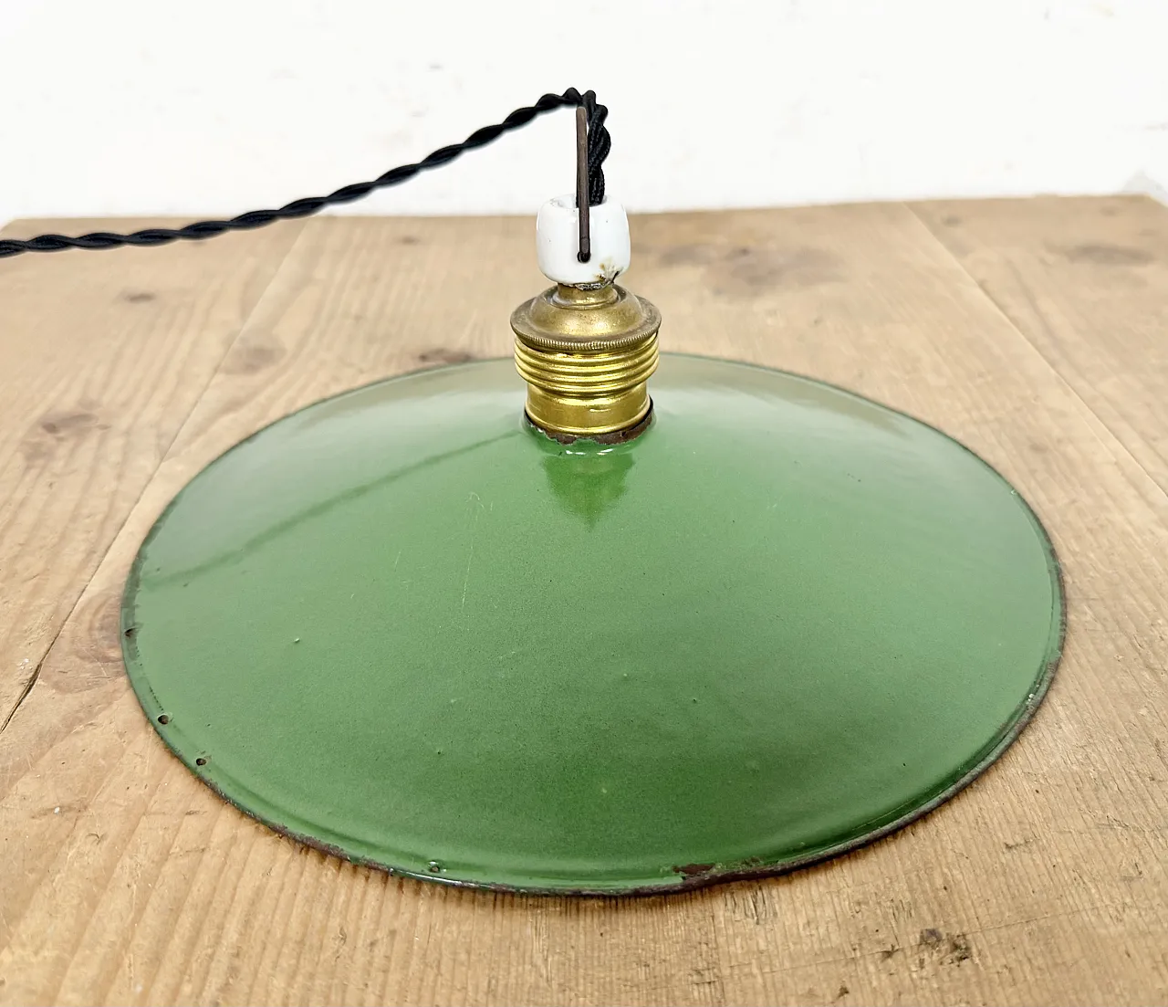 Industrial Green Enamel Light, 1930s 10