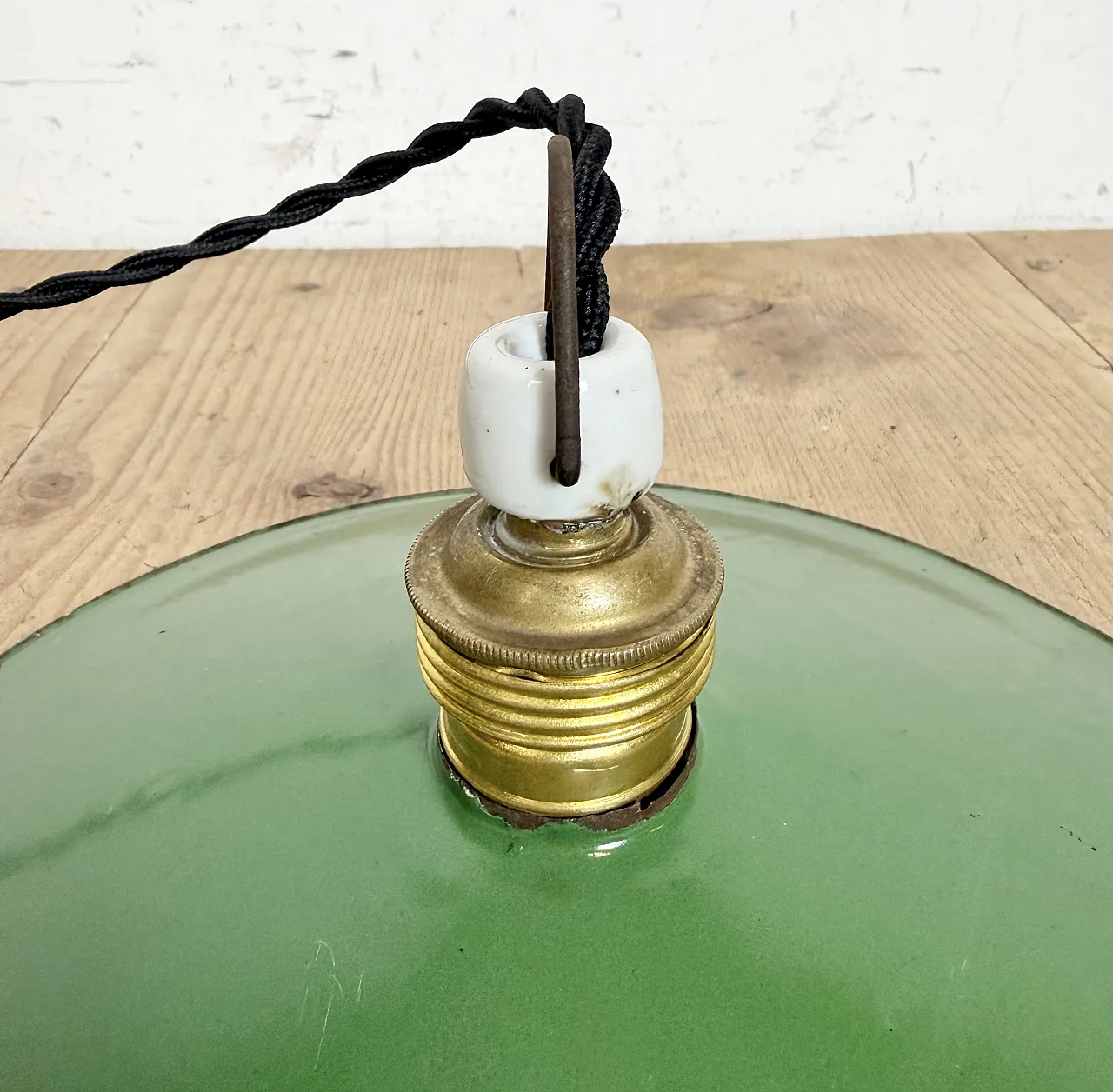 Industrial Green Enamel Light, 1930s 11