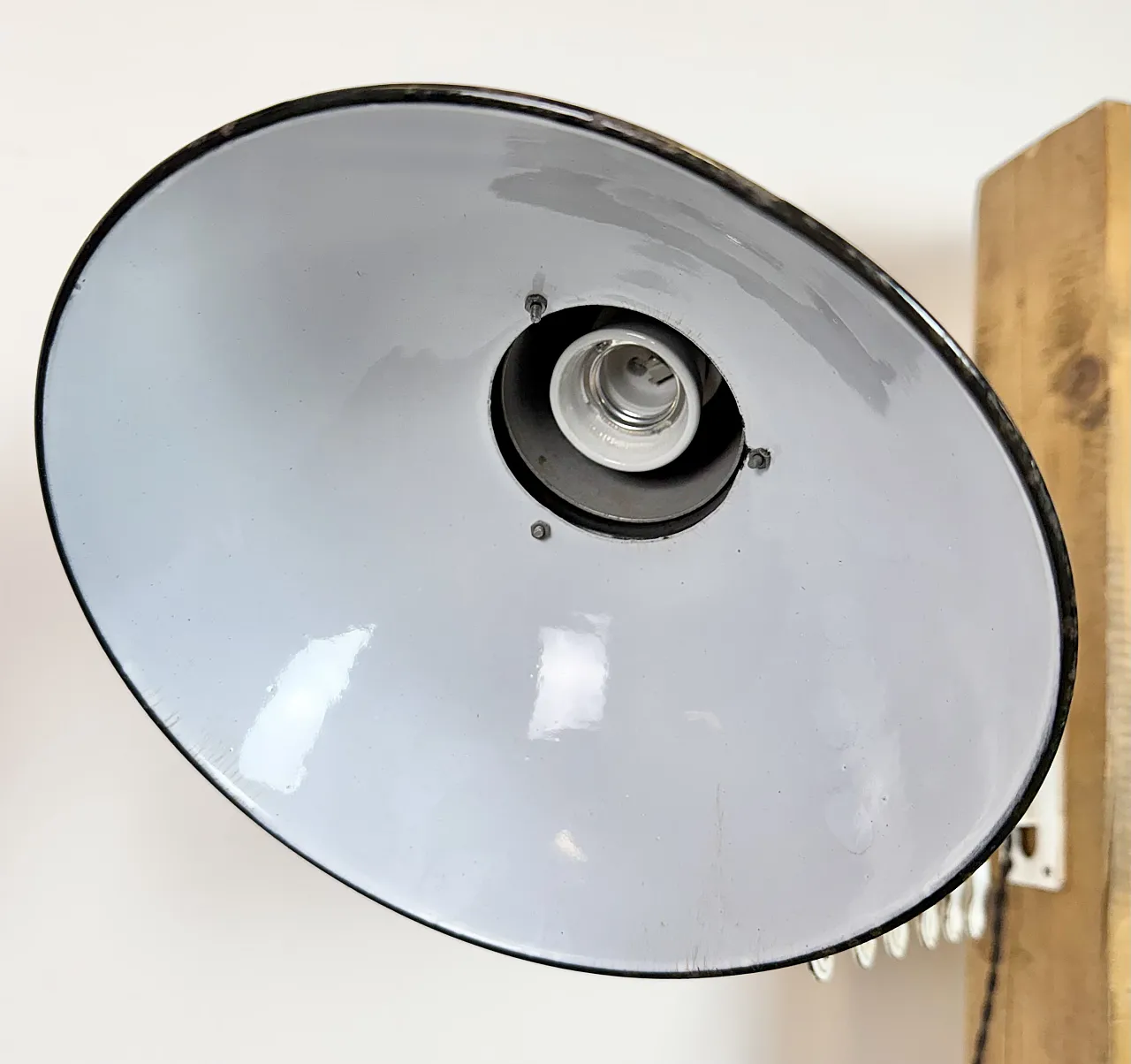 Industrial Black Enamel Scissor Wall Lamp, 1950s 6