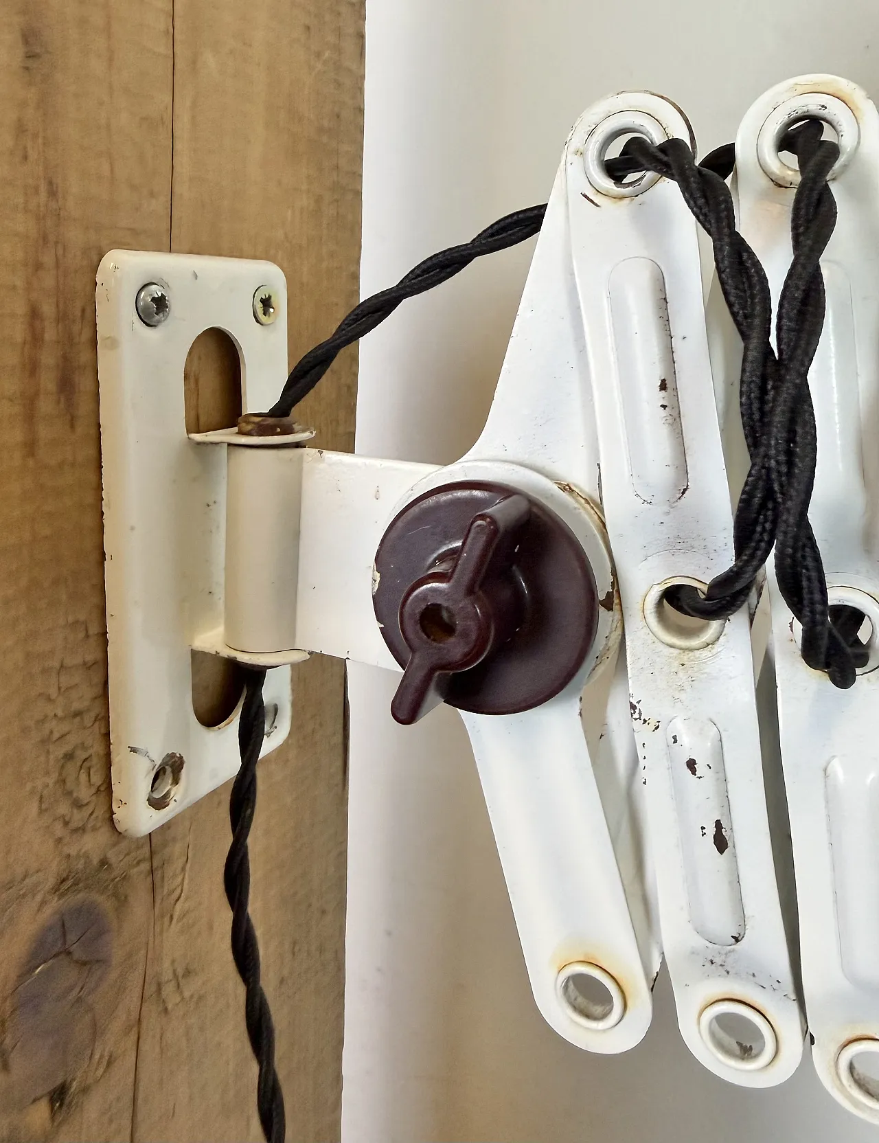 Industrial Black Enamel Scissor Wall Lamp, 1950s 10