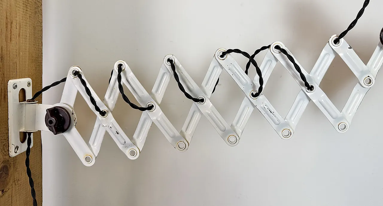 Industrial Black Enamel Scissor Wall Lamp, 1950s 16