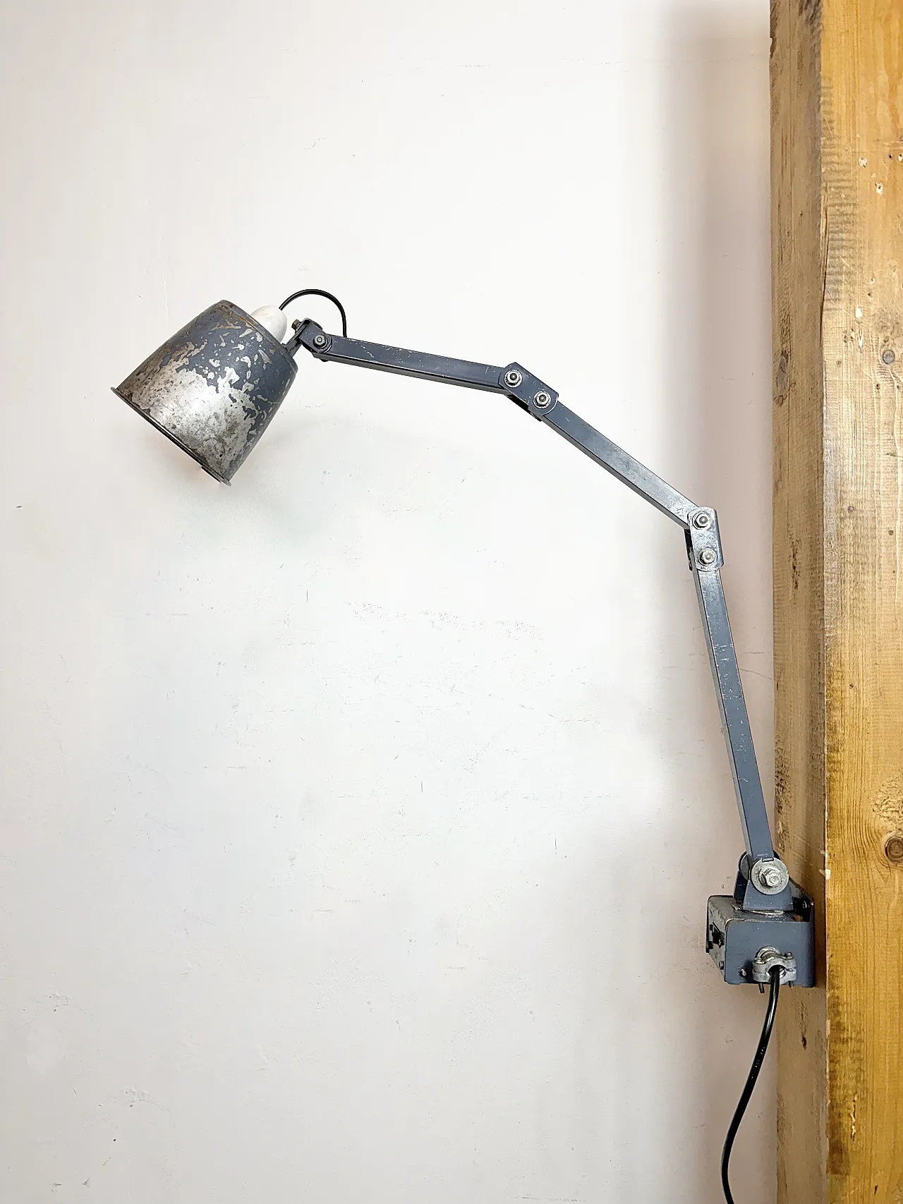 Industrial Grey Adjustable Wall Lamp from Memlite, 1960s 2