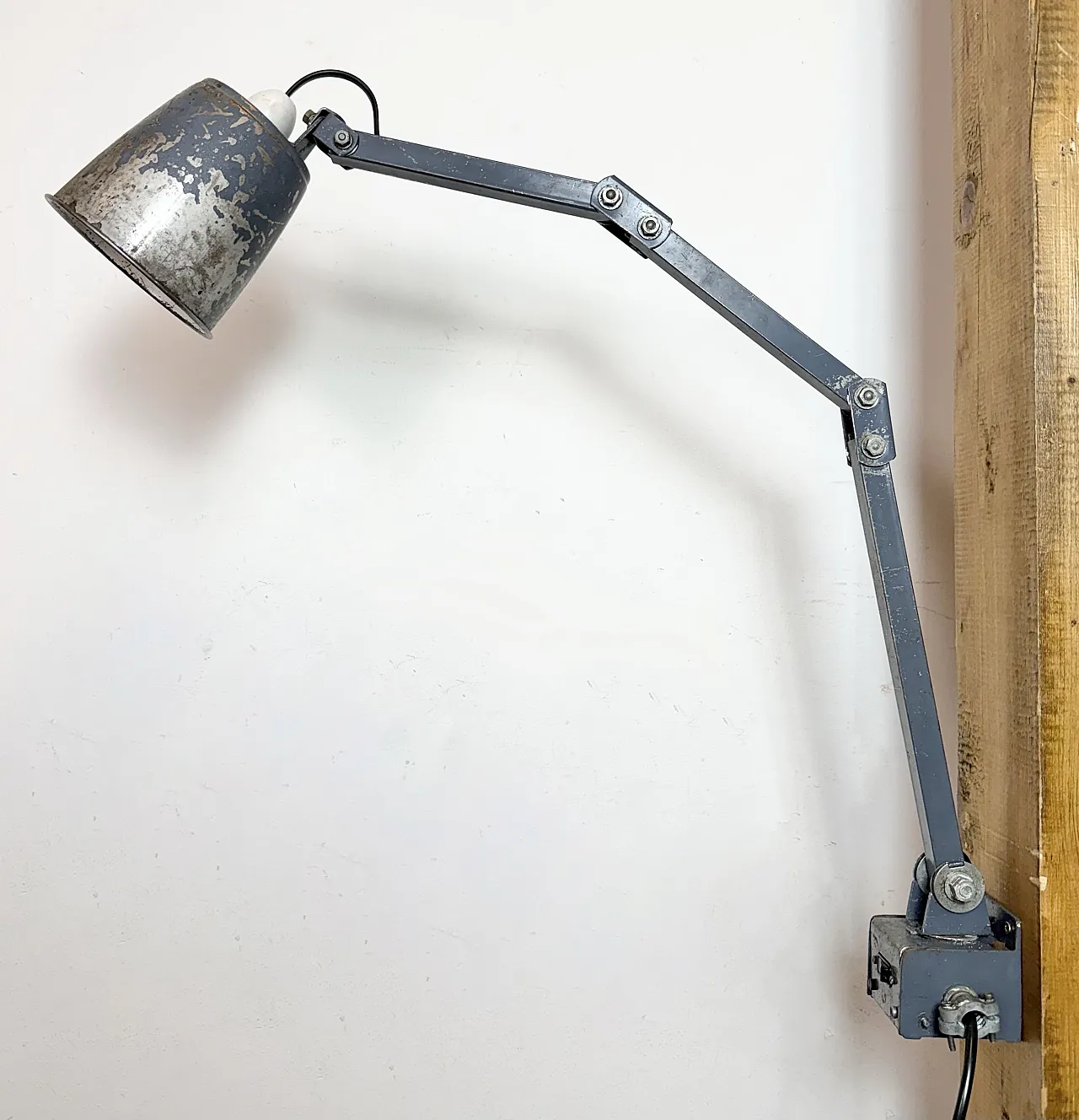 Industrial Grey Adjustable Wall Lamp from Memlite, 1960s 3