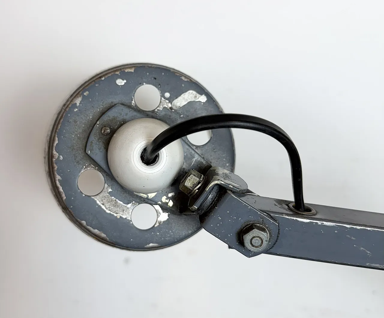 Industrial Grey Adjustable Wall Lamp from Memlite, 1960s 8