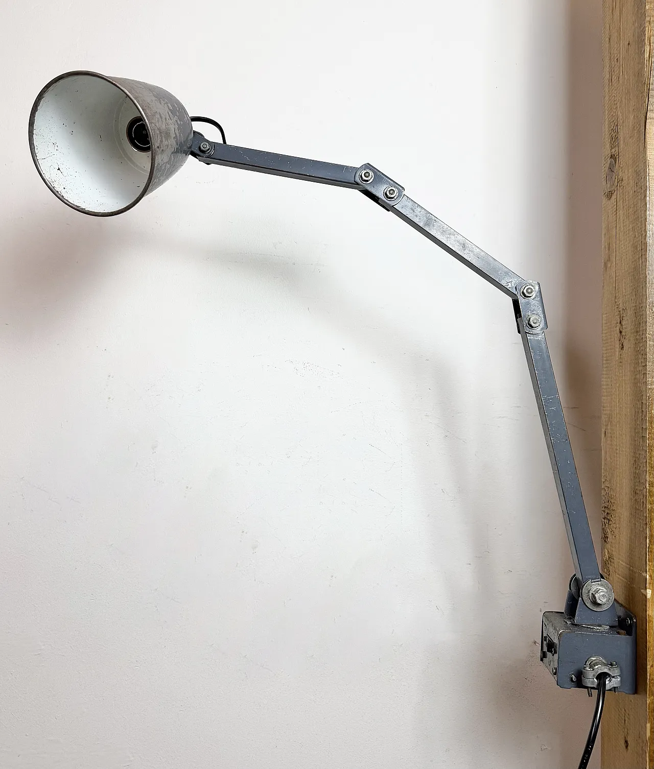 Industrial Grey Adjustable Wall Lamp from Memlite, 1960s 10