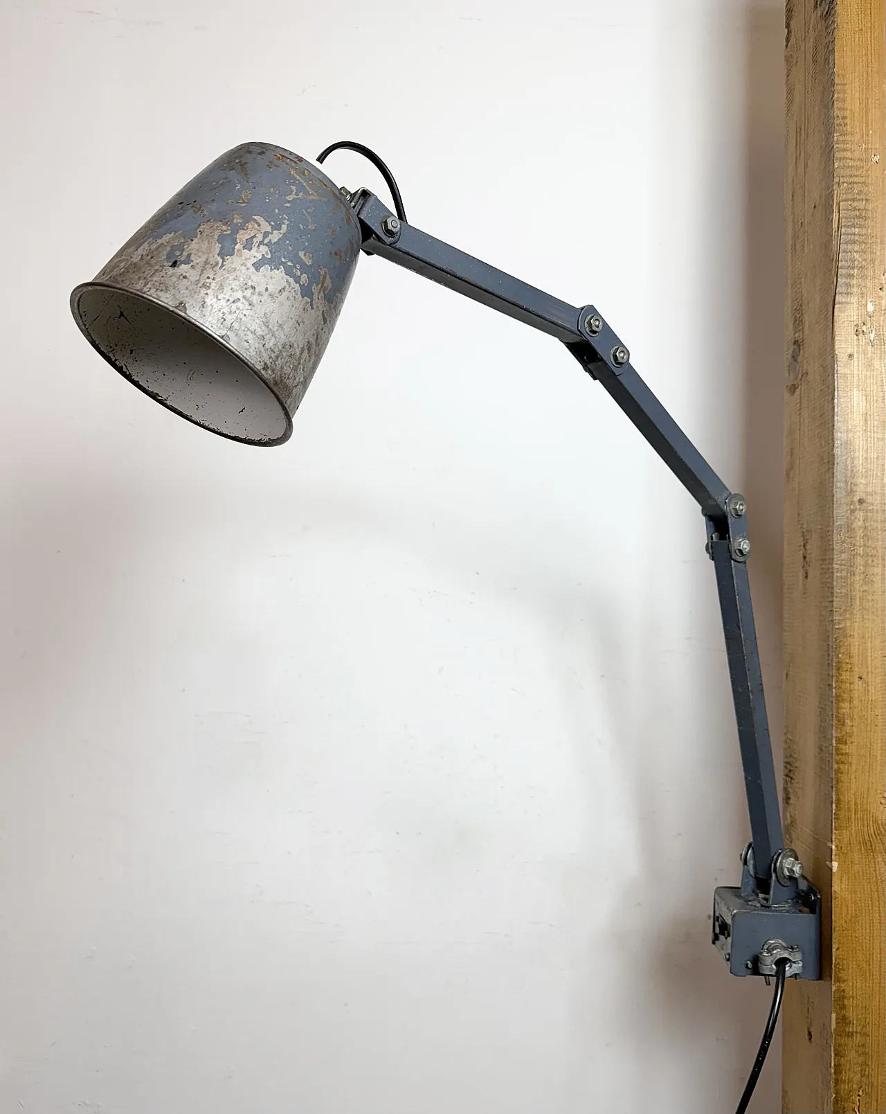 Industrial Grey Adjustable Wall Lamp from Memlite, 1960s 11
