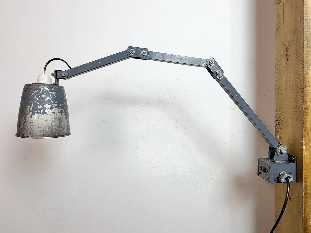 Industrial Grey Adjustable Wall Lamp from Memlite, 1960s 12