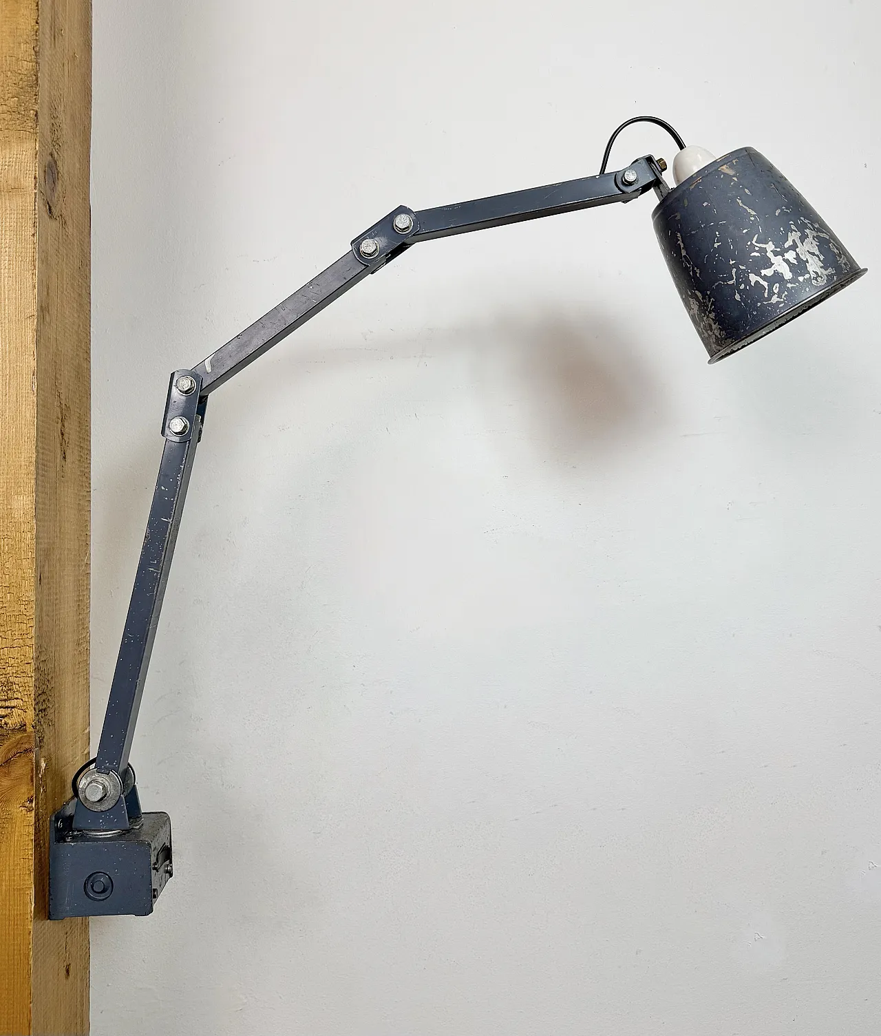Industrial Grey Adjustable Wall Lamp from Memlite, 1960s 13