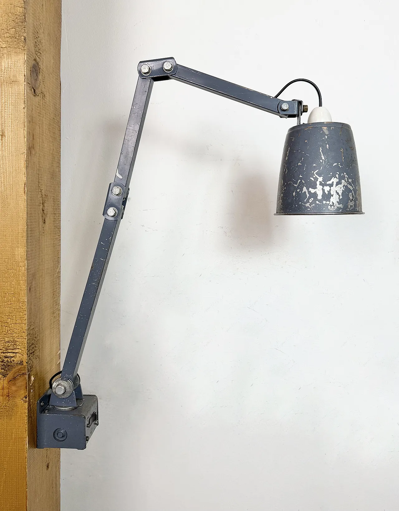 Industrial Grey Adjustable Wall Lamp from Memlite, 1960s 17