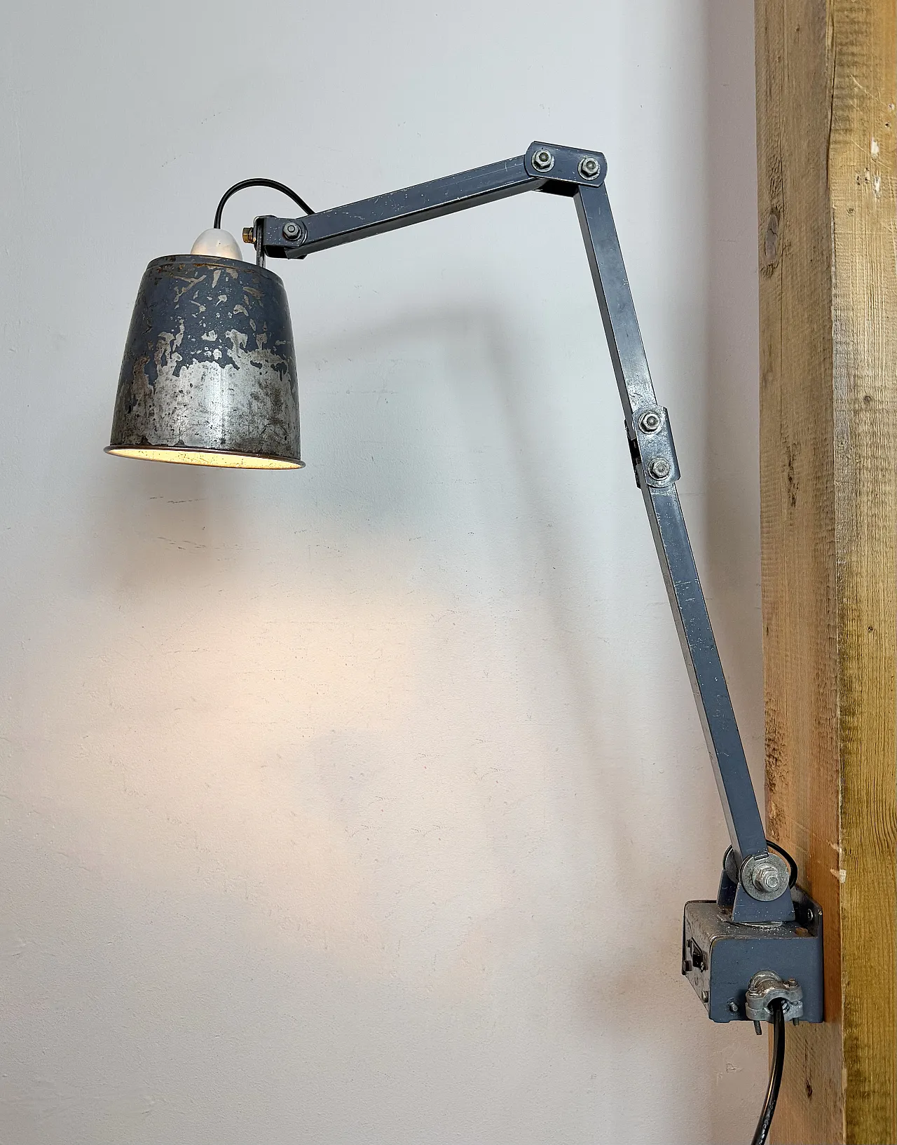 Industrial Grey Adjustable Wall Lamp from Memlite, 1960s 18