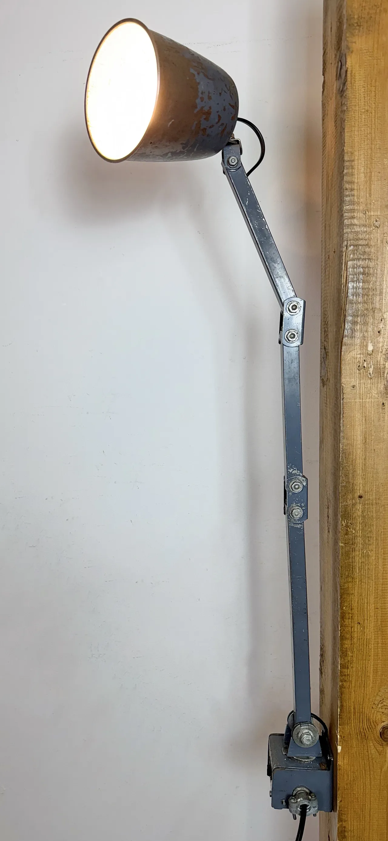 Industrial Grey Adjustable Wall Lamp from Memlite, 1960s 20