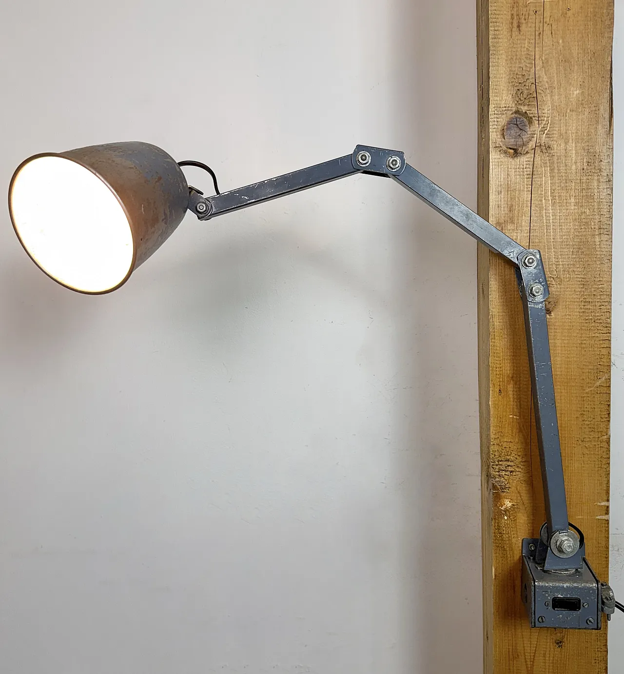 Industrial Grey Adjustable Wall Lamp from Memlite, 1960s 23