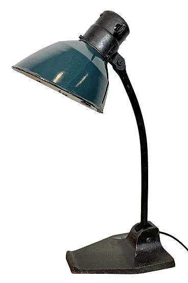 Vintage German Bauhaus Petrol Enamel Table Lamp from Schaco, 1930s