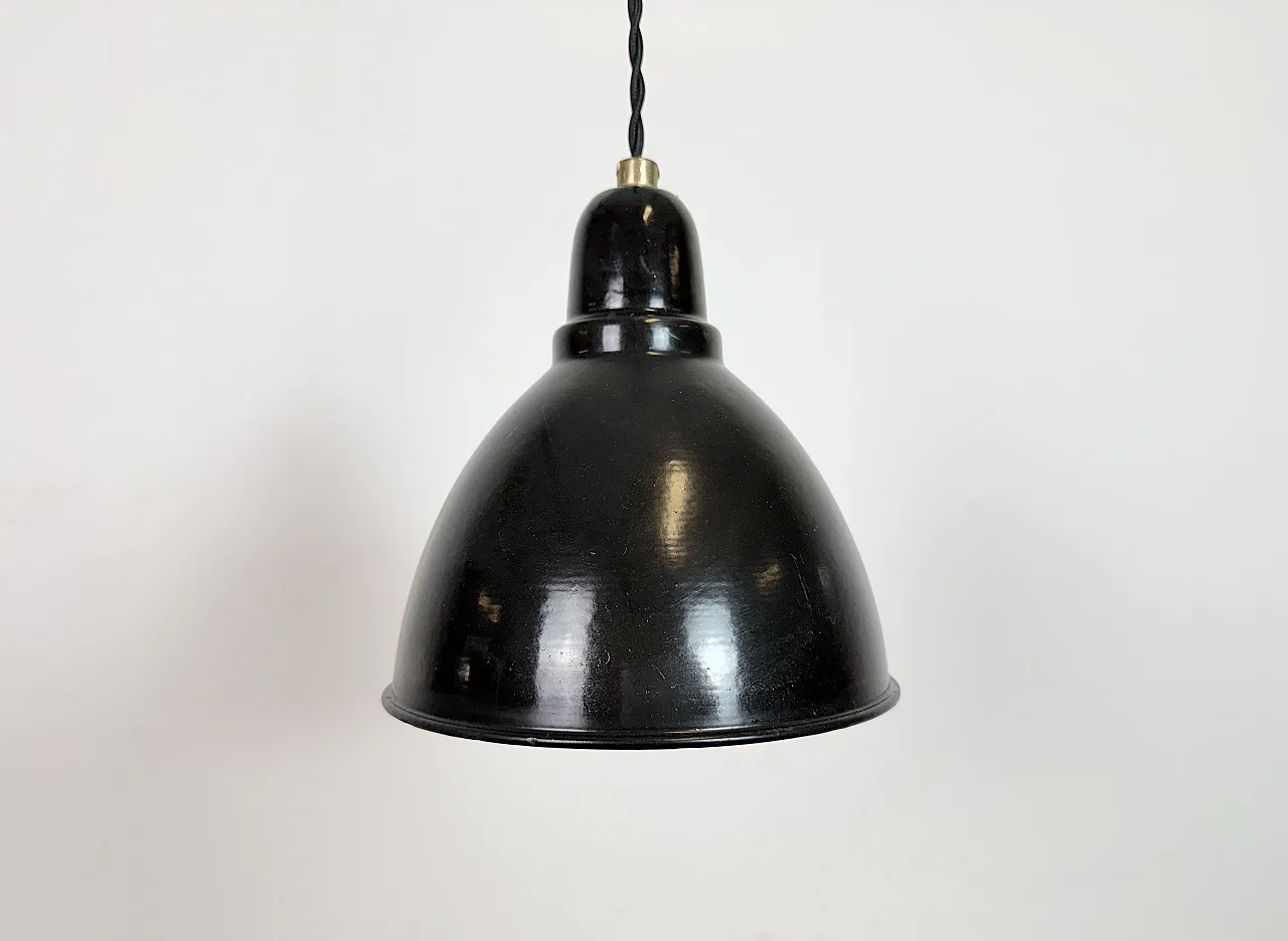 Industrial Black Enamel Ceiling Lamp, 1950s 2