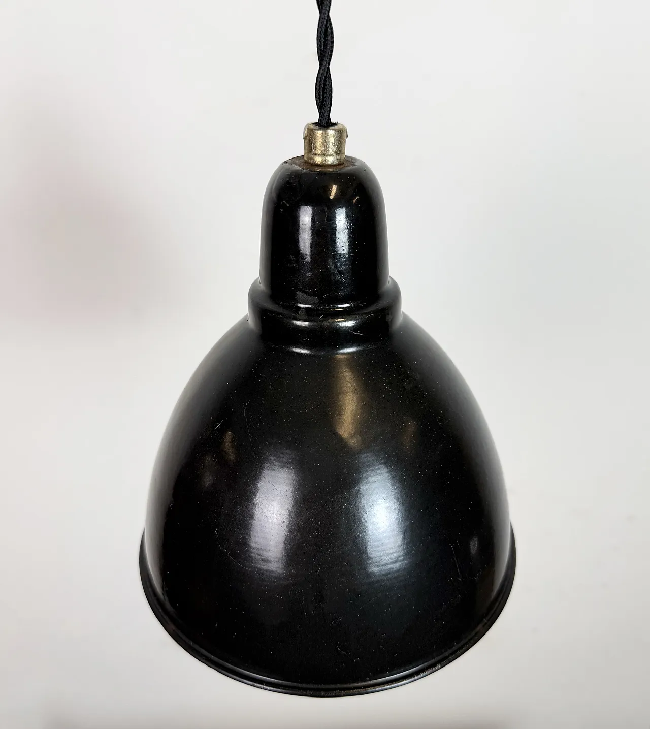 Industrial Black Enamel Ceiling Lamp, 1950s 6
