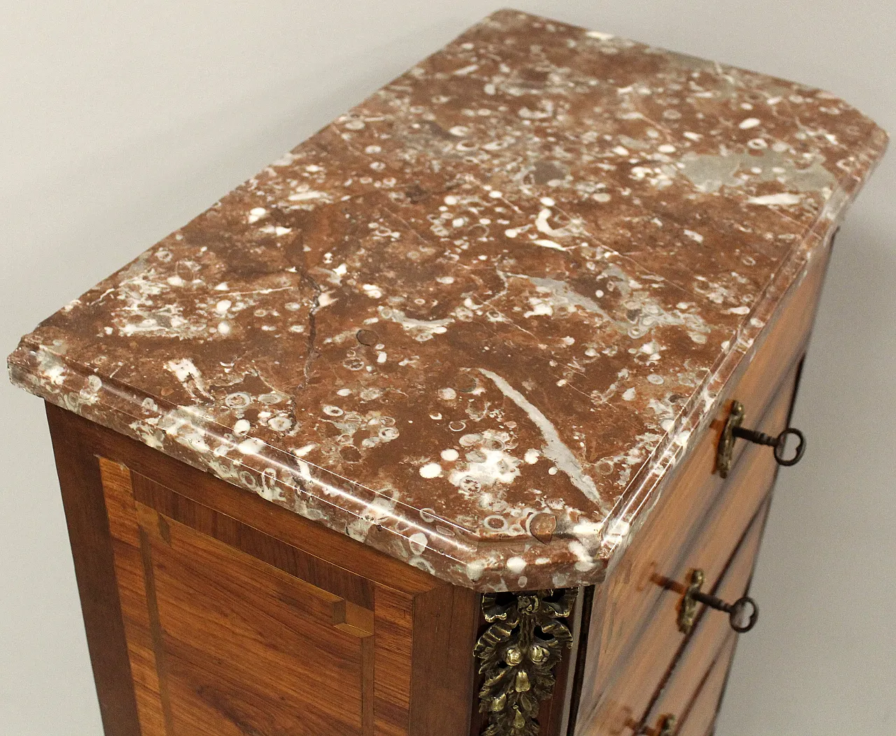 Settimanale settimino cassettiera Napoleone III intarsiato '800 11