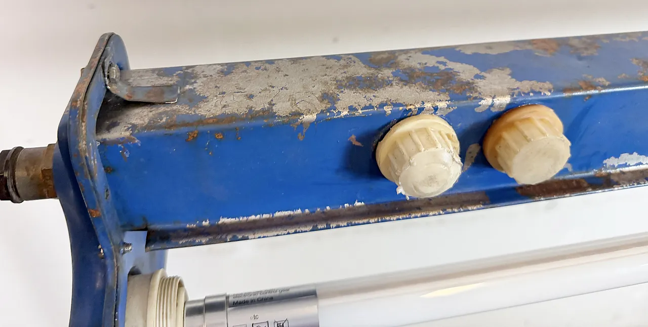 Blue Industrial Hanging Tube Light, 1970s 9