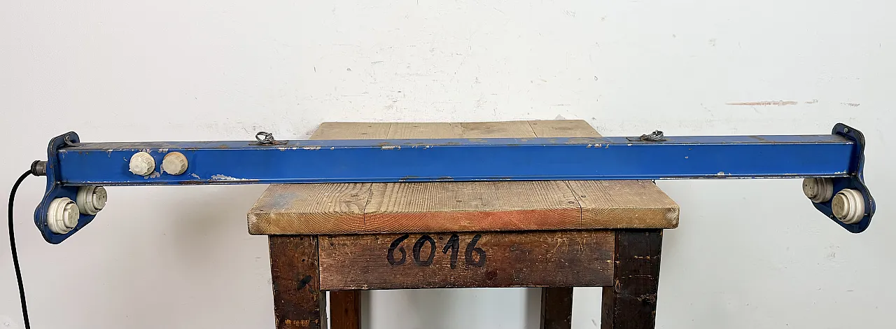 Blue Industrial Hanging Tube Light, 1970s 15