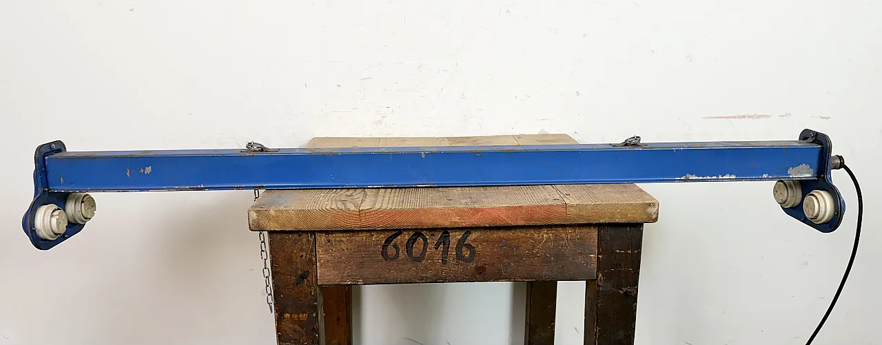 Blue Industrial Hanging Tube Light, 1970s 16