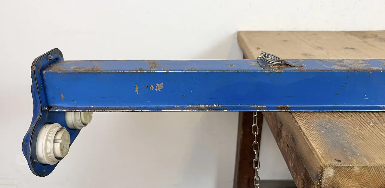 Blue Industrial Hanging Tube Light, 1970s 17